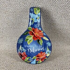 Pioneer Woman Spring Bouquet Spoon Rest Blue Floral Make Life Delicious - 8.75"